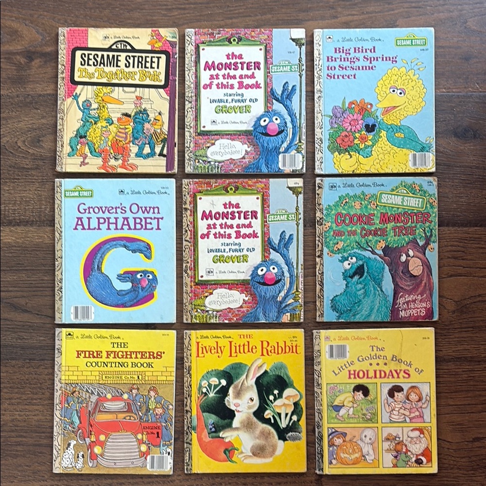 Lot of 9 Sesame Street & others Little Golden Books